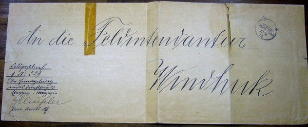 'Otjiwarongo', Wanderstempel auf gefalteten Feldpostbrief (vermutl. eine Zeitung) nach Windhuk vom 1
