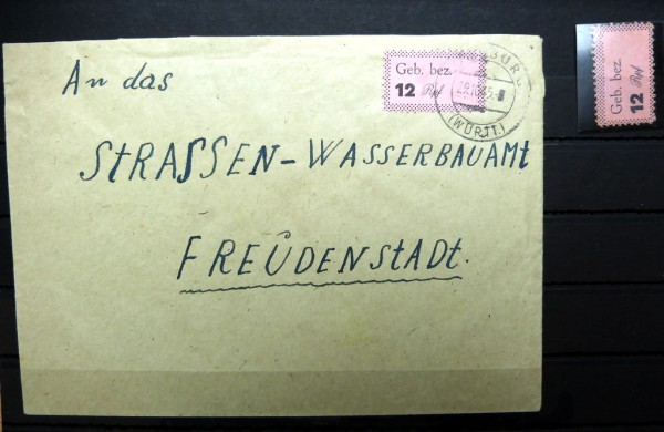FREUDENSTADT MiNr.6 auf Bedarfsbrief gest. Lossburg an das Strassenbauamt in Freudenstadt gpr. Mi.22
