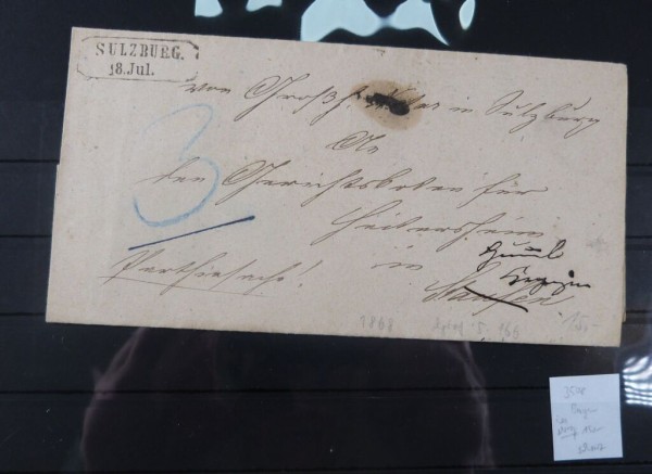 Dienstbrief 1868 Sulzburg mit R2 Feuser 3508 in schwarz (150,-)