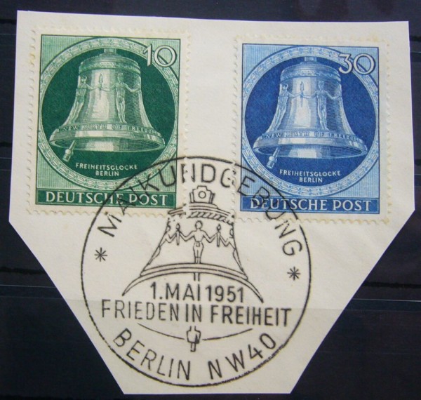 MiNr. 76 u. 78 'Glocken I', auf Briefstück mit ESST, Mi. 115.-!