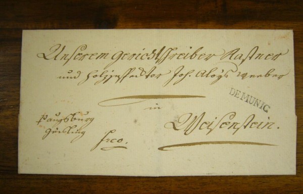 DE MUNIC, 1795, saubere Faltbriefhülle, Feuser 2333-3