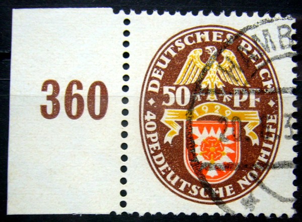 MiNr. 434 PLF I sauber gest. Randstück, Mi. 500,-