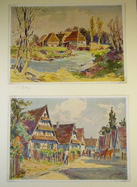 Saarpfälzer Grenzdörfer vor dem Westwall, kpl. Serie von 12 farbigen Künstlerkarten nebst Umschlag.