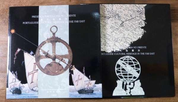 Macau, Folder von 1989 zur Geschichte der portugisischen Kolonisation im Osten mit mit den ** Marken