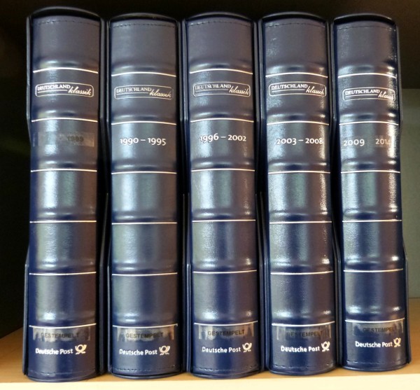 Gest. Sammlung aus 1976-2013 auf Falzlos-Vordruck in 5 blauen Deutschland Klassik Alben mit Schuber