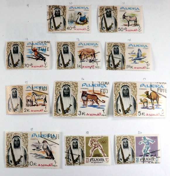 Fujeira (Arabien), überwiegend gest. Sammlung Motive aus 1964-72 auf ca. 60 selbst gestalteten Blätt