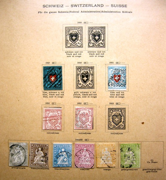 Schweiz 1850-1979, zumeist gest. Sammlung im älteren Schaubekvordruckalbum beginnend mit MiNr. 7 II,