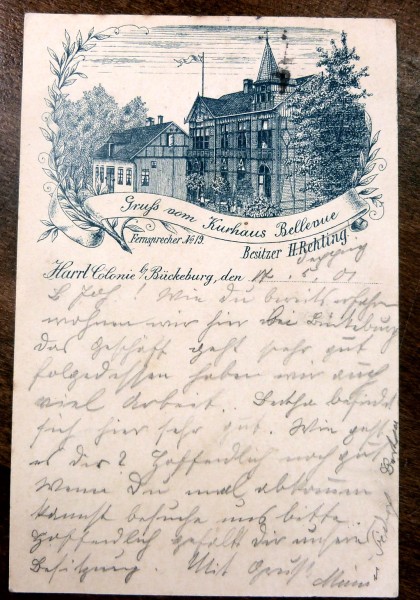 Bückeburg Harrl Colonie Gr.av. Kurh. Bellevue Ansichtskarten-Vorläufer (halbes Bild) gelaufen 1901!