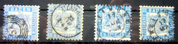 MiNr. 19 a, aa, ab, b sauber gest., gepr., Mi. 890,-