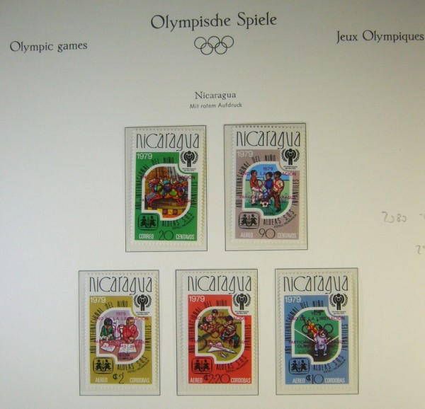 NICARAGUA Ausg. zur OLYMPIA 1980 ** Sammlung auf Sporthilfe-Blättern, dabei 2080-2102 a+b (340,-), B